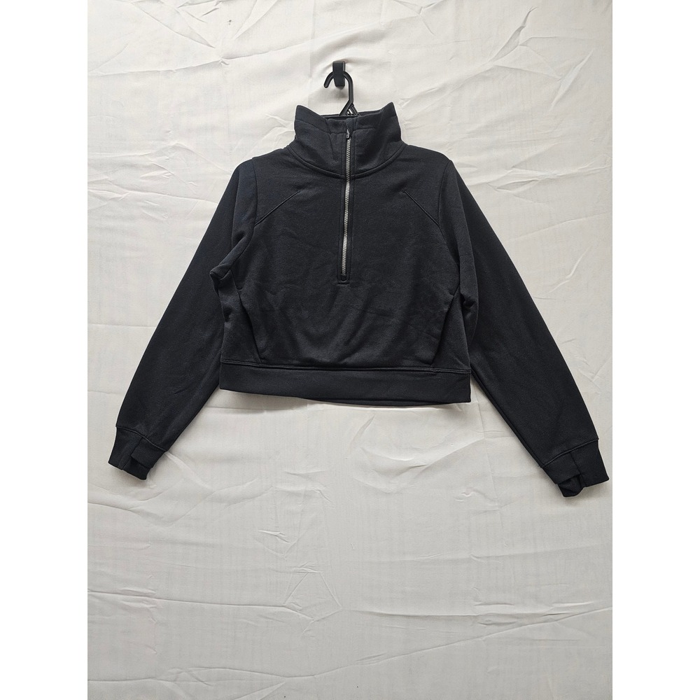 All in Motion Core Fleece 1/2 Zip Cropped Sweatshirt Black S 214 14 0568